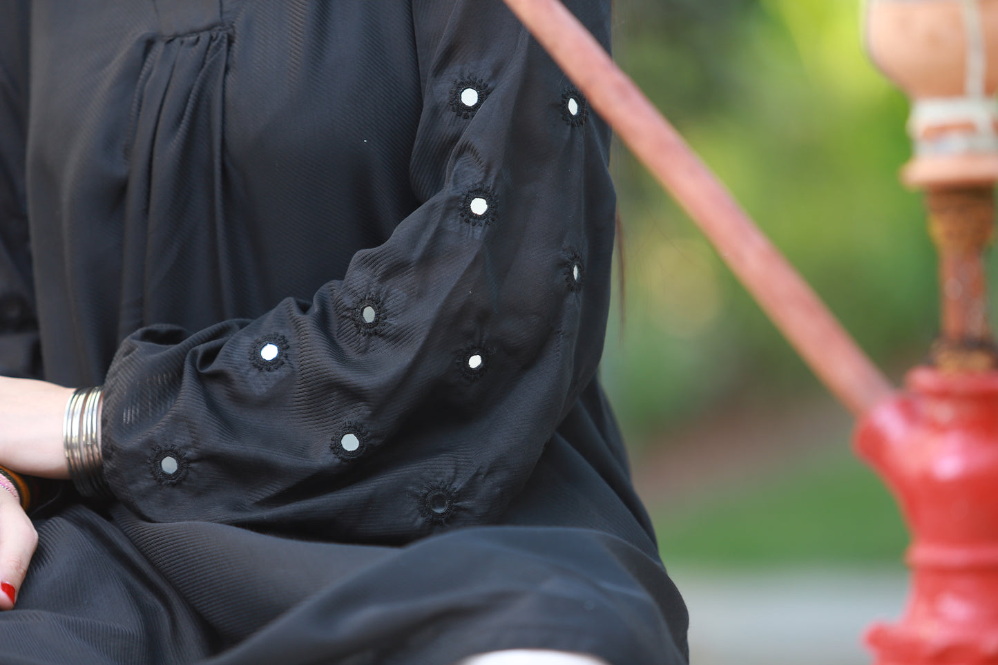 Midnight Bloom - Black Hurmuch Embroidered 2-Piece Set