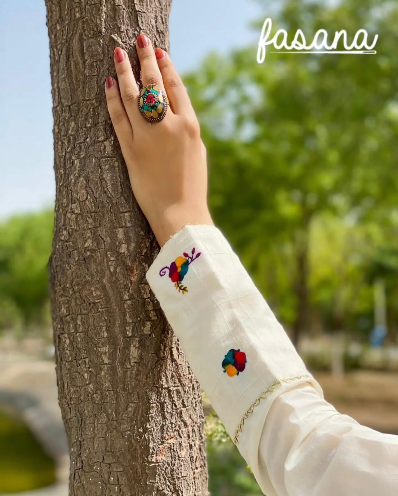 Mor – Dove White Hand-Embroidered Flared Frock